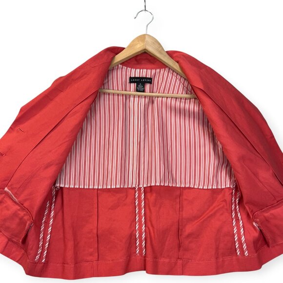 Larry Levine Womens Coral Swing Jacket Cropped Linen-Blend Blazer 3/4 Sleeve XL - Picture 3 of 12